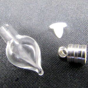 Small Clear Heart Glass Vial 1" Bottle Charm Cremation Ashes Pendant Rice